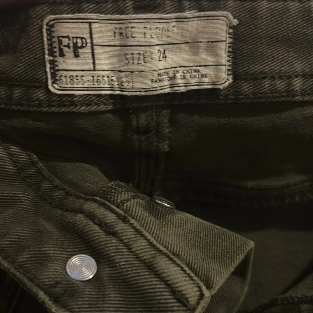 Free People Women's Green High Rise Utility Ankle Cargo Jeans Pants Size